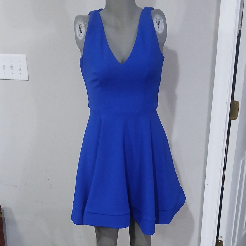 B Darlin Royal Blue V-Neck Mini Dress